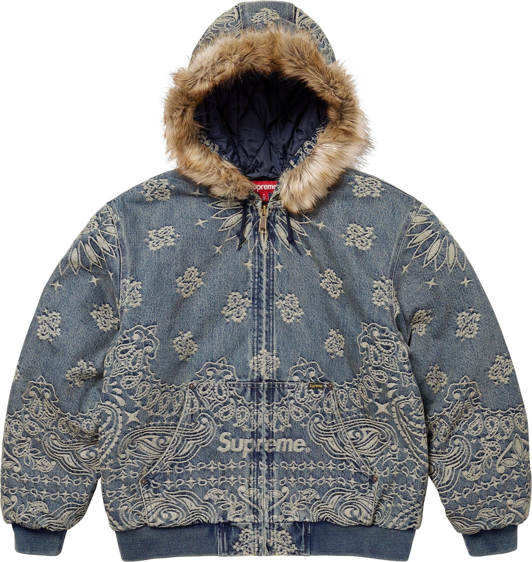 Bandana Jacquard Denim Hooded Work Jacket view 12